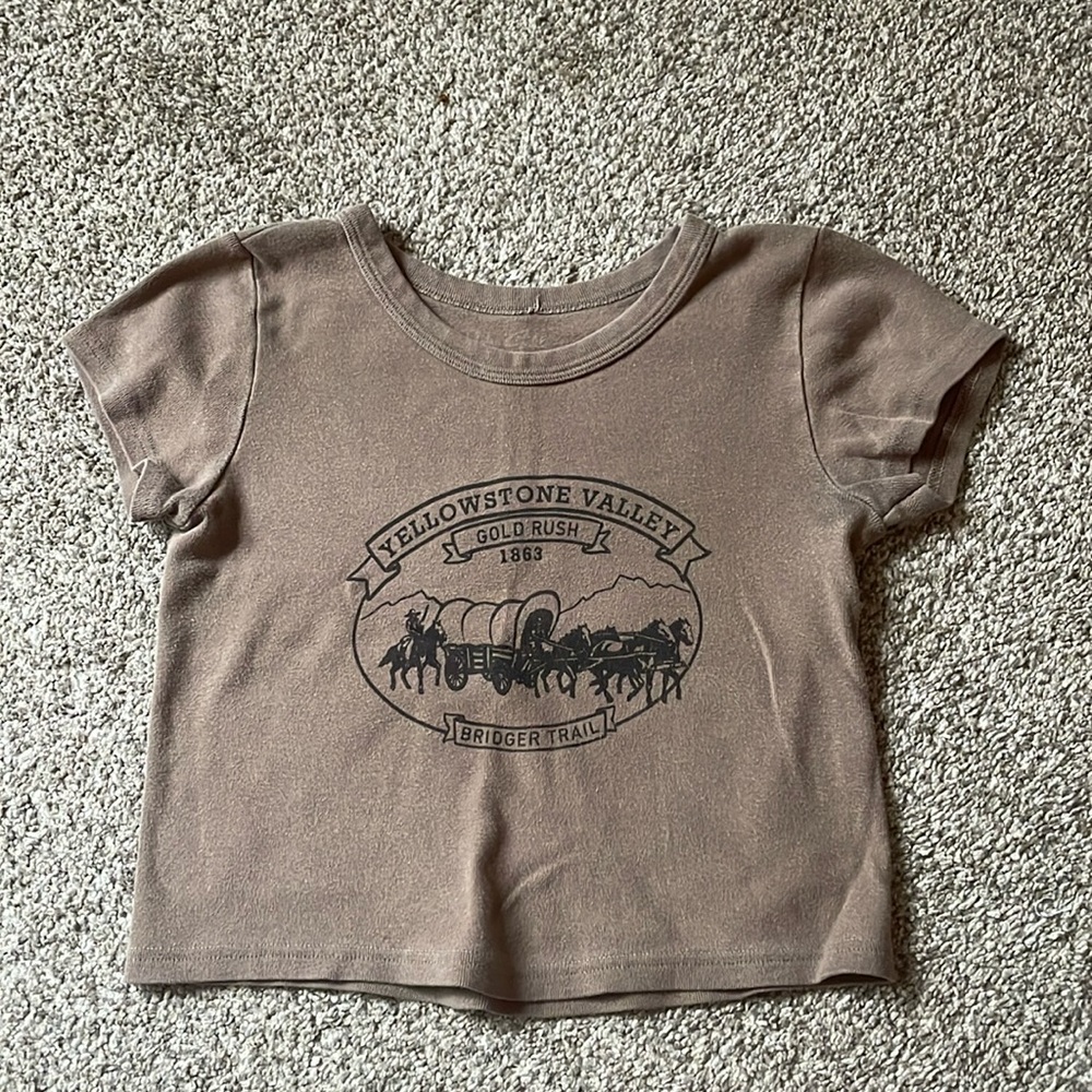 Brandy Melville Brown Yellowstone Baby Tee